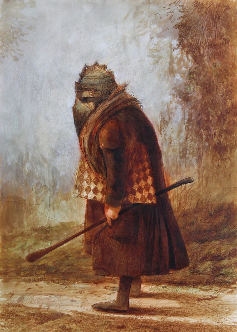 Babushka, 2022, Mixed media on paper, 70 x 50 cm