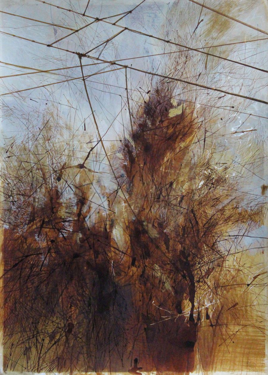 Power Grid, 2023, Mixed media on paper, 70 x 50 cm