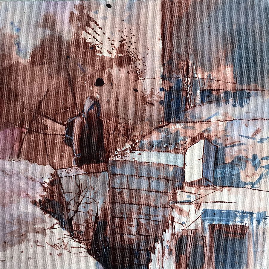 Silence IV, 2019, Mixed media on canvas, 25 x 25 cm