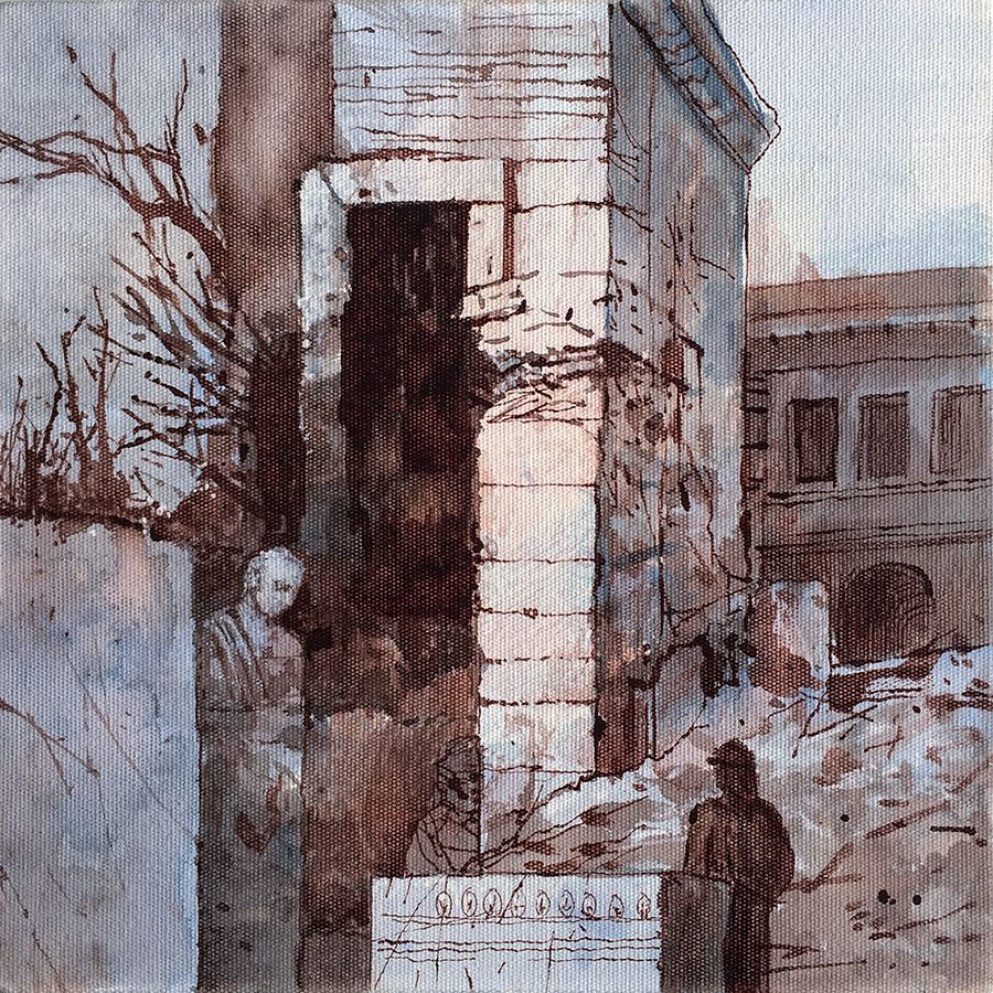 Silence V, 2019, Mixed media on canvas, 25 x 25 cm