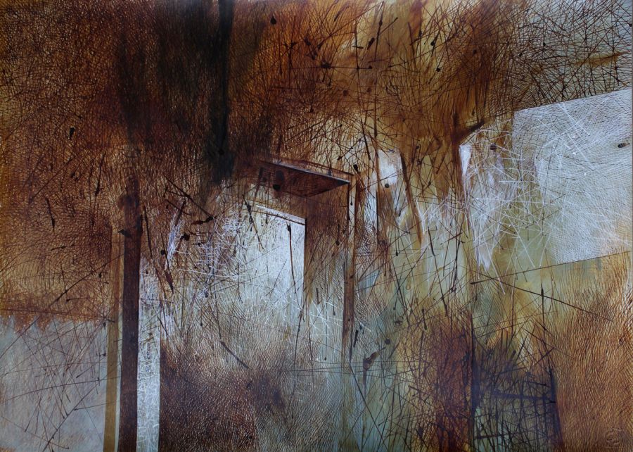 Gate, 2023, Mixed media on paper, 50 x 70 cm.