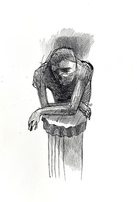 Creon ("Absentpaedia" series), 2018, Ink on paper, 28 x 19 cm