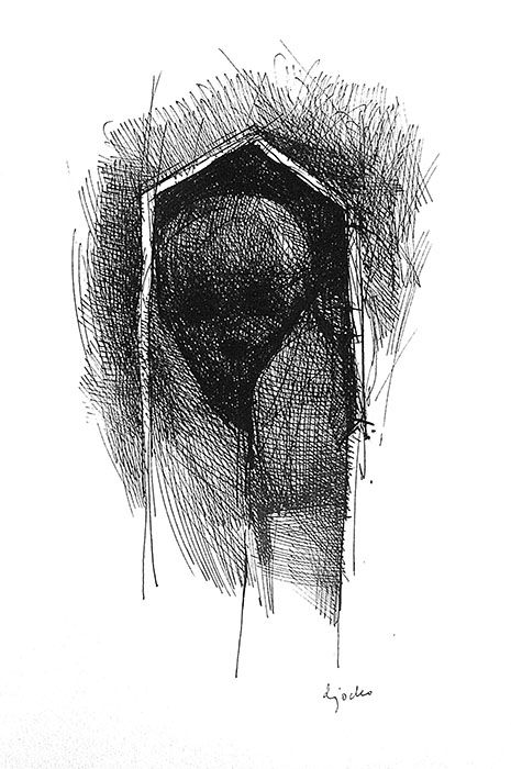 Early ("Absentpaedia" series), 2007, Ink on paper, 28 x 19 cm