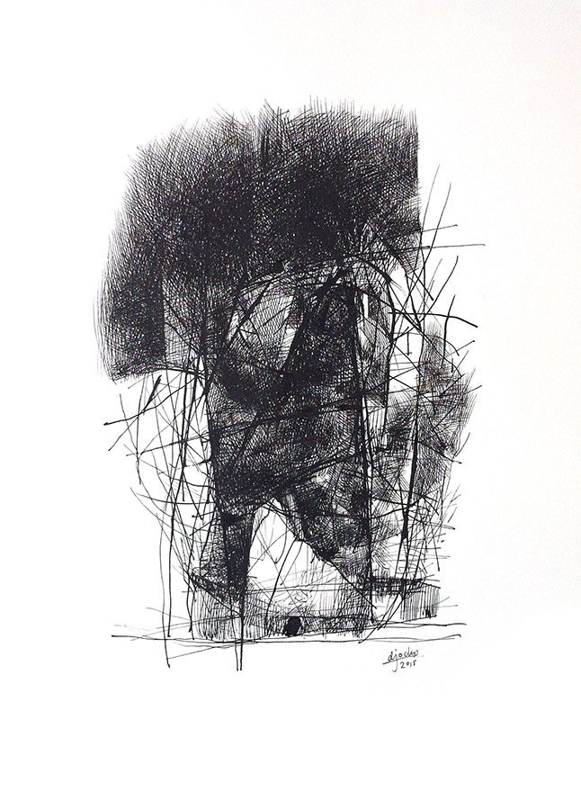 Guardian II ("Absentpaedia" series), 2015, Ink on paper, 40 x 29 cm