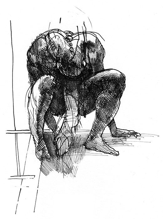 Selfcontrol ("Absentpaedia" series), 2006, Ink on paper, 28 x 19 cm