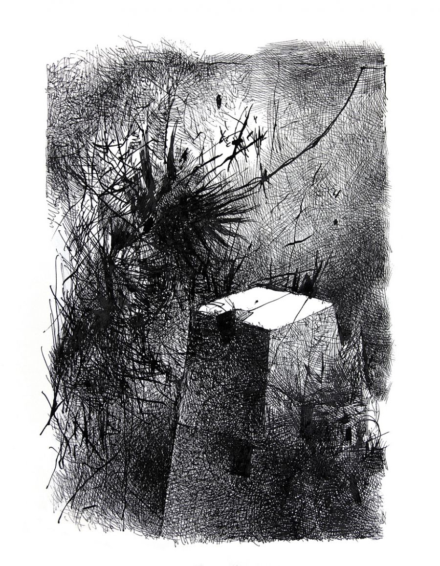 Altar ("Absentpaedia" series), 2020, Ink on paper, 35 x 27 cm