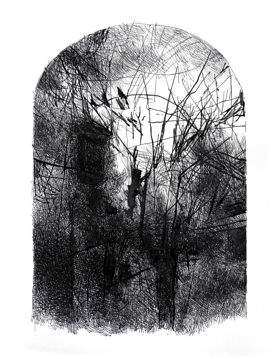 Fade ("Absentpaedia" series), 2021, Ink on paper, 35 x 27 cm