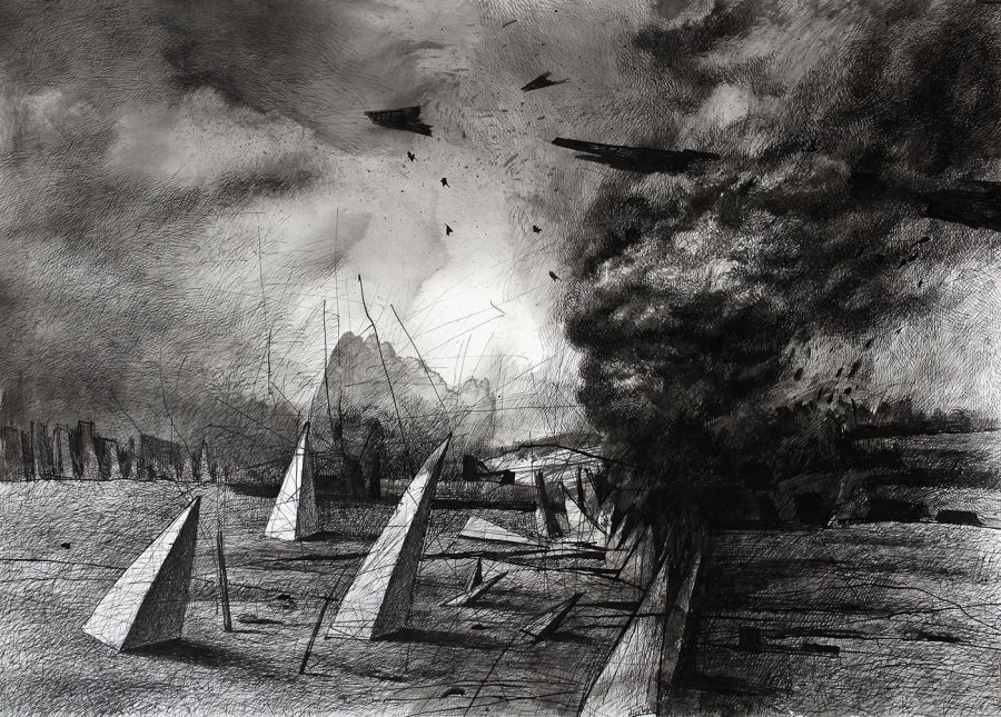 Invasion, 2022, Ink on paper, 50 x 70 cm