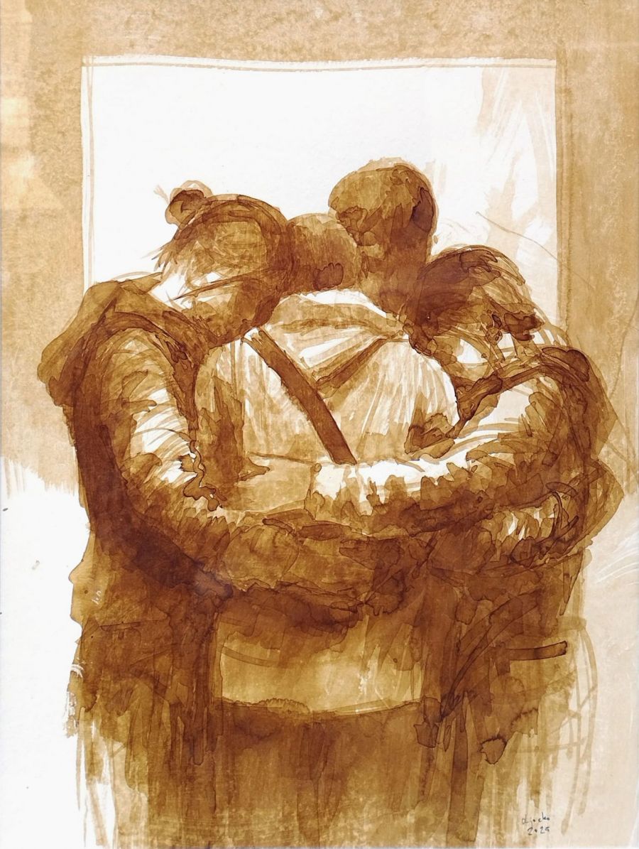 Together II, 2025, Acrylic on paper, 42 x 29,7 cm