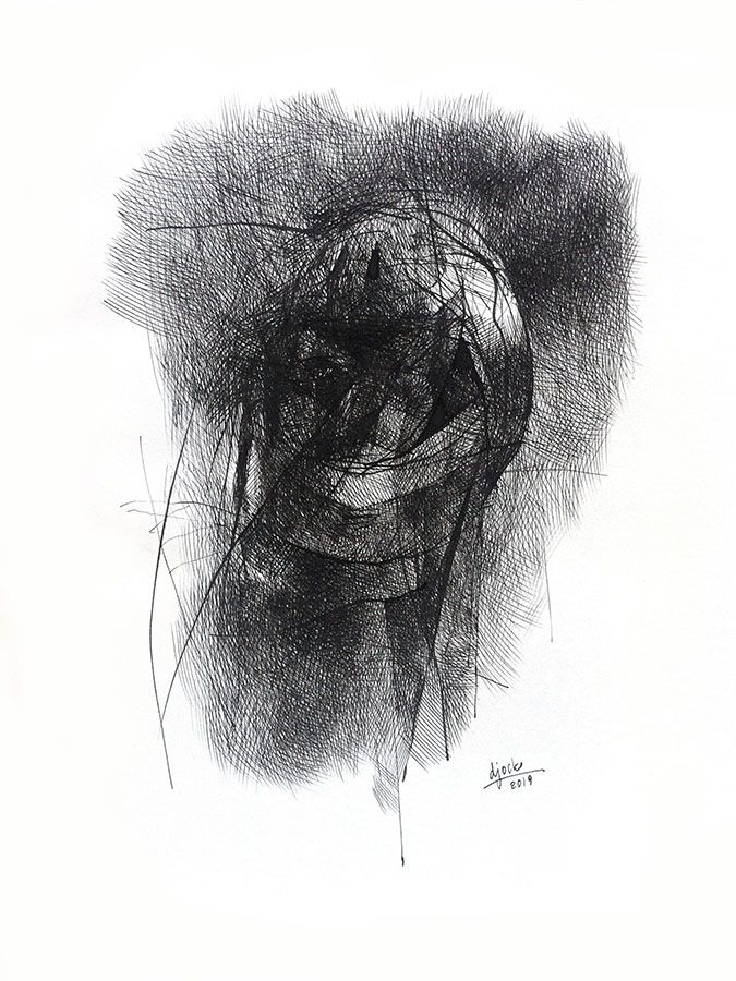 Trap ("Absentpaedia" series), 2019, Ink on paper, 35 x 27 cm